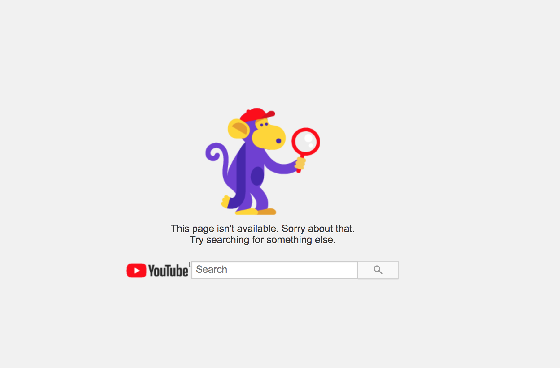 404 ошибка на youtube