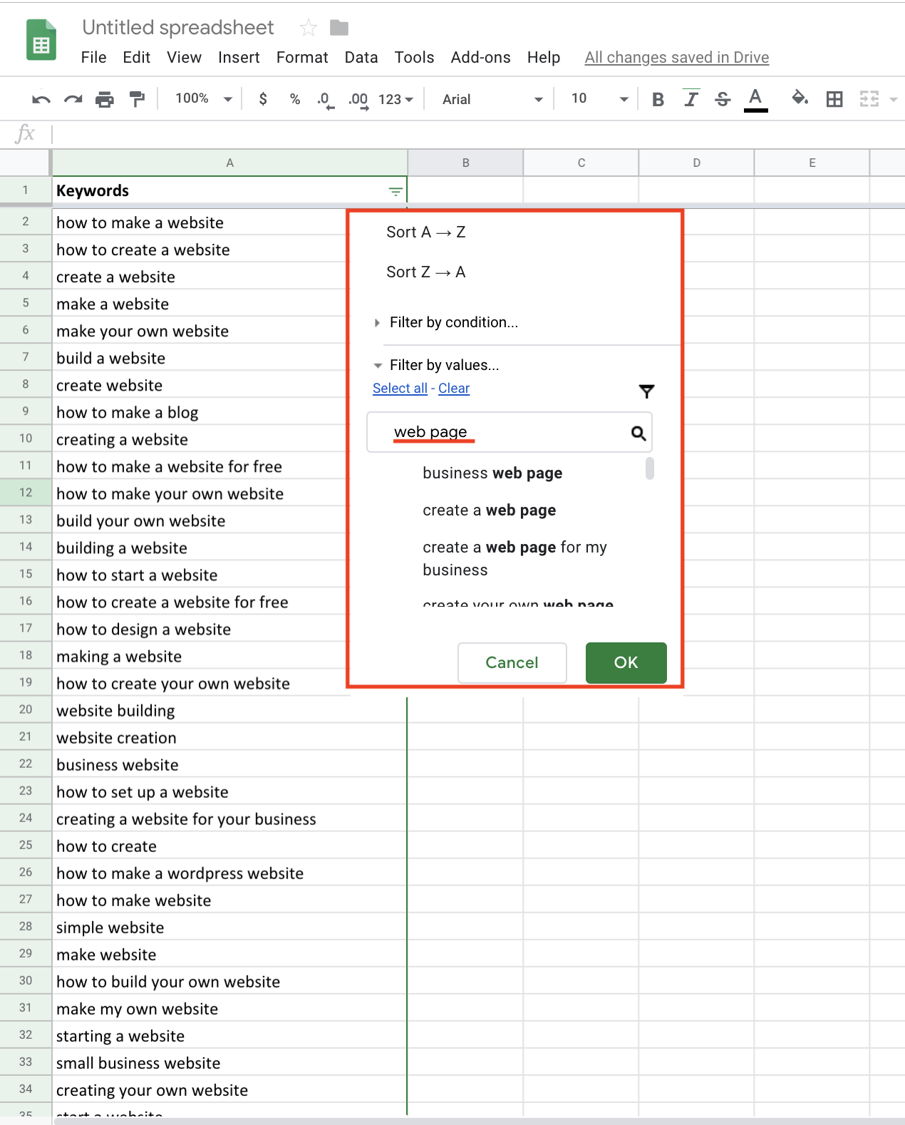 keywords cluster