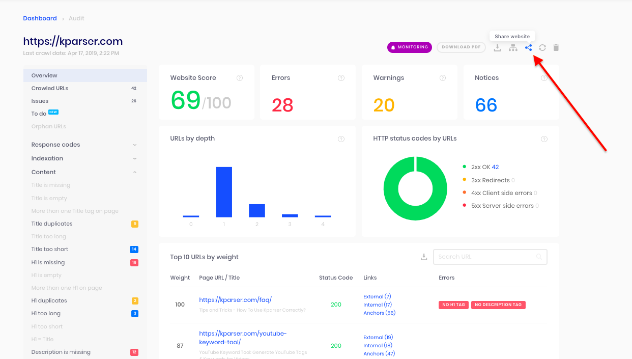 how to crawl a website with Sitechecker9