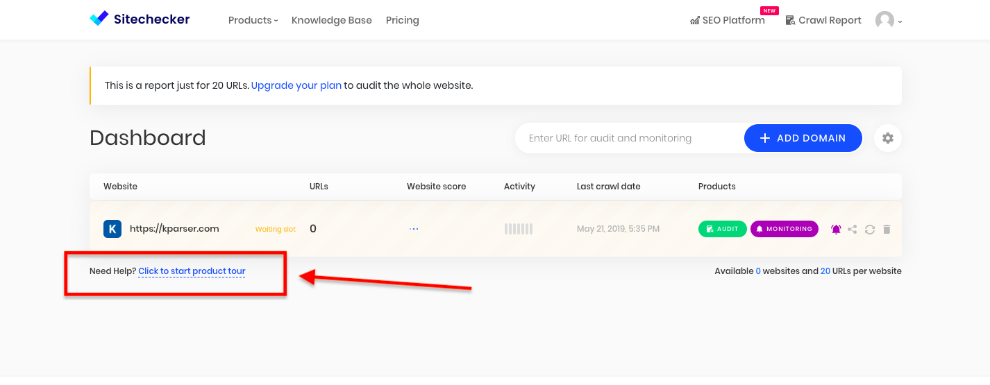 how to crawl a website with Sitechecker1