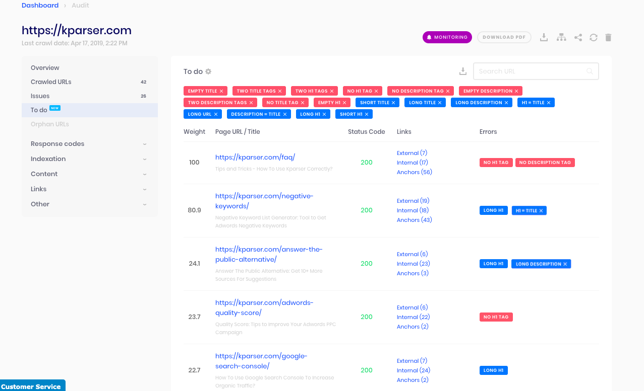 how to crawl a website with Sitechecker5