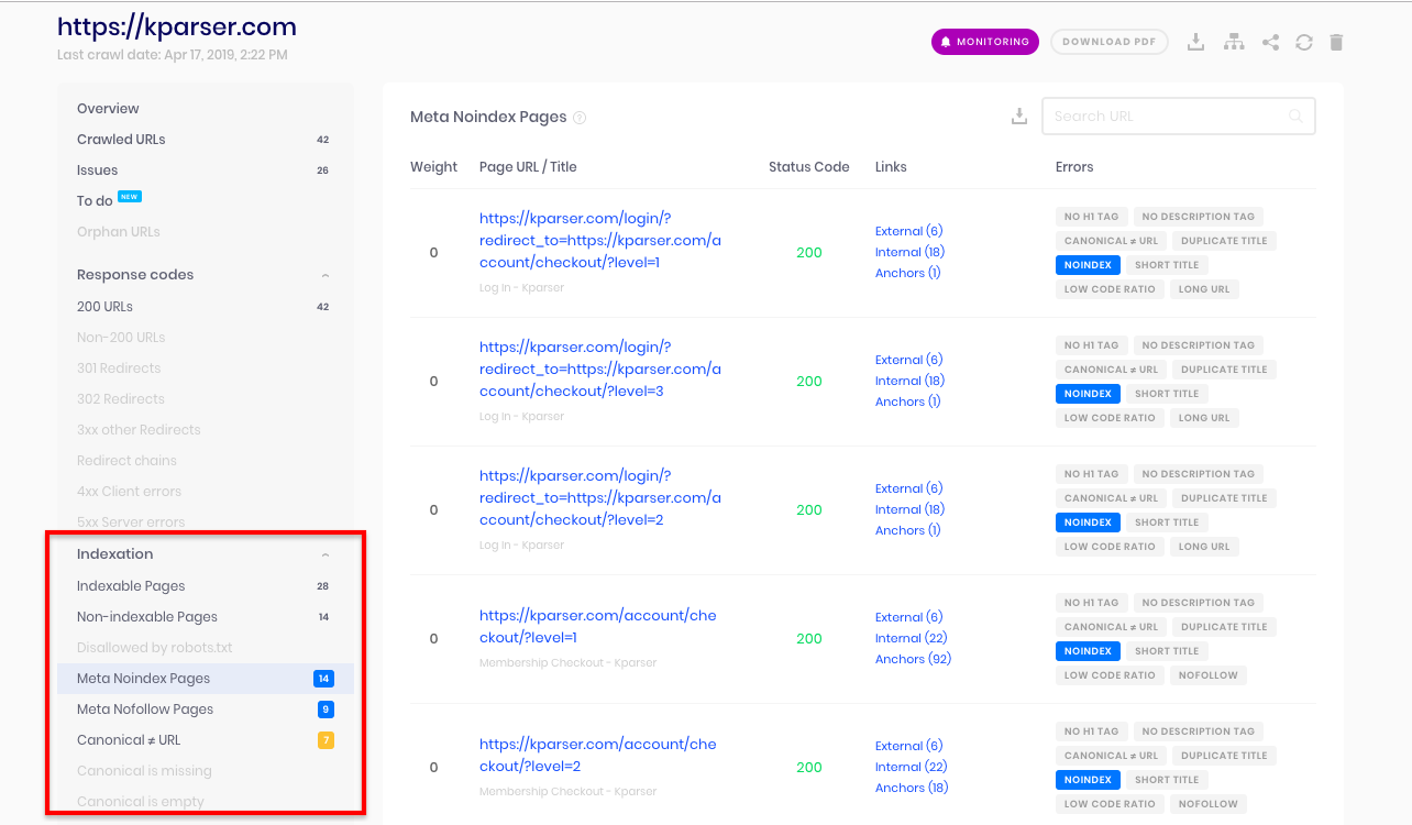 how to crawl a website with Sitechecker6